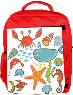 

Snoogg Eco Friendly Canvas Marine Seamless Pattern Backpack Rucksack School Travel Unisex Casual Canvas Bag Bookbag Satchel 5 L Backpack(Red)