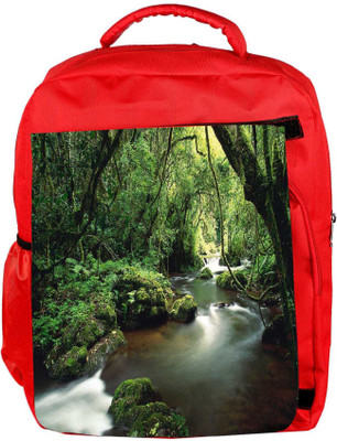 

Snoogg Eco Friendly Canvas Lake In The Jungle Designer Backpack Rucksack School Travel Unisex Casual Canvas Bag Bookbag Satchel 5 L Backpack(Red)