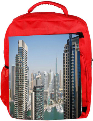 

Snoogg Eco Friendly Canvas Tall Buildings Designer Backpack Rucksack School Travel Unisex Casual Canvas Bag Bookbag Satchel 5 L Backpack(Red)
