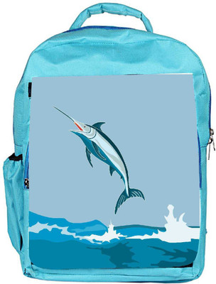 

Snoogg Eco Friendly Canvas Blue Marlin Fish Jumping Retro Backpack Rucksack School Travel Unisex Casual Canvas Bag Bookbag Satchel 5 L Backpack(Blue)