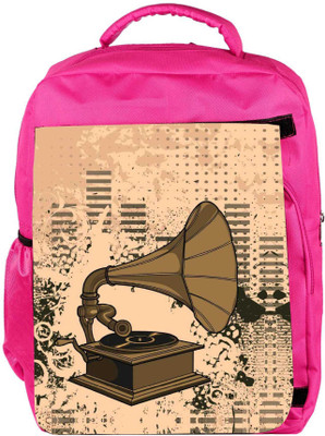 

Snoogg Eco Friendly Canvas Gramophone Music Backpack Rucksack School Travel Unisex Casual Canvas Bag Bookbag Satchel 5 L Backpack(Pink)