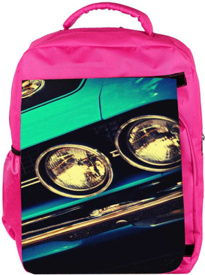 

Snoogg Eco Friendly Canvas Blue Vintage Muscle Car Backpack Rucksack School Travel Unisex Casual Canvas Bag Bookbag Satchel 5 L Backpack(Pink)