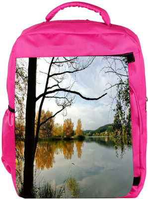 

Snoogg Eco Friendly Canvas River Side Trees Designer Backpack Rucksack School Travel Unisex Casual Canvas Bag Bookbag Satchel 5 L Backpack(Pink)