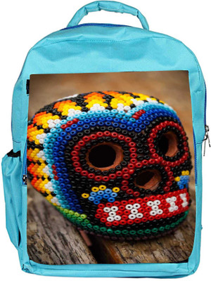 

Snoogg Eco Friendly Canvas Beaded Skull Backpack Rucksack School Travel Unisex Casual Canvas Bag Bookbag Satchel 5 L Backpack(Blue)
