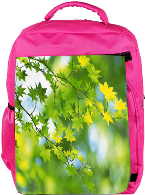 

Snoogg Eco Friendly Canvas Leavesin Branches Designer Backpack Rucksack School Travel Unisex Casual Canvas Bag Bookbag Satchel 5 L Backpack(Pink)