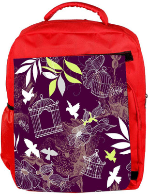 

Snoogg Eco Friendly Canvas Birds And Bird Cages Seamless Pattern Backpack Rucksack School Travel Unisex Casual Canvas Bag Bookbag Satchel 5 L Backpack(Red)