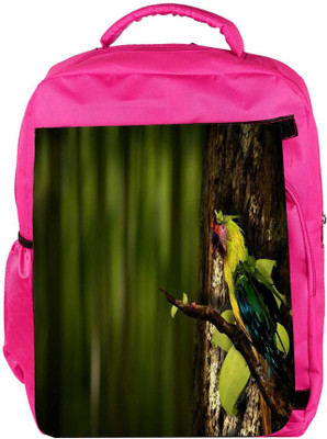 

Snoogg Eco Friendly Canvas Colorful Parrot Designer Backpack Rucksack School Travel Unisex Casual Canvas Bag Bookbag Satchel 5 L Backpack(Pink)