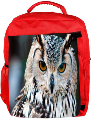 Snoogg Eco Friendly Canvas Owl Close Up Portrait Backpack Rucksack School Travel Unisex Casual Canvas Bag Bookbag Satchel 5 L Backpack(Red)