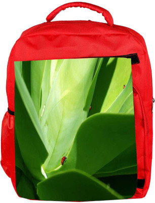 

Snoogg Eco Friendly Canvas Big Leaves Designer Backpack Rucksack School Travel Unisex Casual Canvas Bag Bookbag Satchel 5 L Backpack(Red)