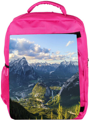 

Snoogg Eco Friendly Canvas White Mountains Designer Backpack Rucksack School Travel Unisex Casual Canvas Bag Bookbag Satchel 5 L Backpack(Pink)