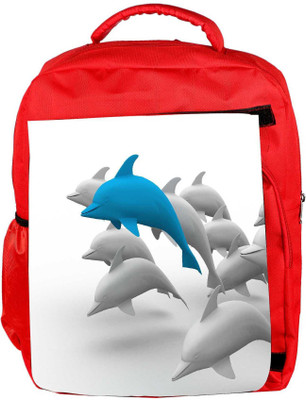 

Snoogg Eco Friendly Canvas 3D Dolphins Backpack Rucksack School Travel Unisex Casual Canvas Bag Bookbag Satchel 5 L Backpack(Red)