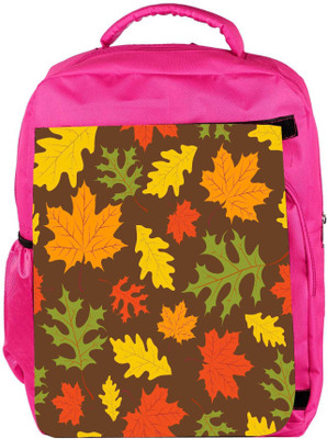 

Snoogg Eco Friendly Canvas Multicolor Leaves Designer Backpack Rucksack School Travel Unisex Casual Canvas Bag Bookbag Satchel 5 L Backpack(Pink)