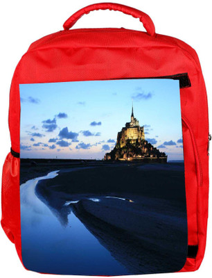 

Snoogg Eco Friendly Canvas Palace Along The Beach Designer Backpack Rucksack School Travel Unisex Casual Canvas Bag Bookbag Satchel 5 L Backpack(Red)