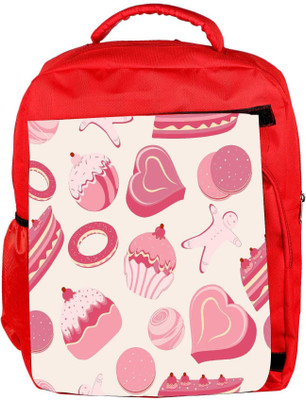 

Snoogg Eco Friendly Canvas Abstract Pink Cakes Designer Backpack Rucksack School Travel Unisex Casual Canvas Bag Bookbag Satchel 5 L Backpack(Red)