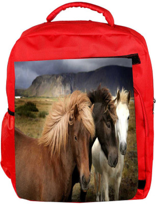 

Snoogg Eco Friendly Canvas Colorful Horses Designer Backpack Rucksack School Travel Unisex Casual Canvas Bag Bookbag Satchel 5 L Backpack(Red)