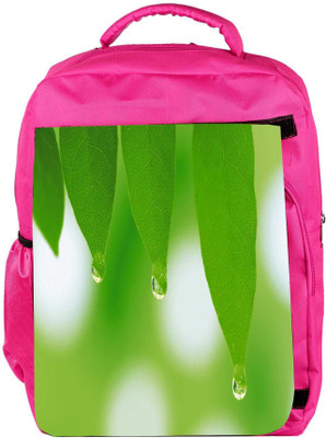 

Snoogg Eco Friendly Canvas Leaves Dew Drops Designer Backpack Rucksack School Travel Unisex Casual Canvas Bag Bookbag Satchel 5 L Backpack(Pink)