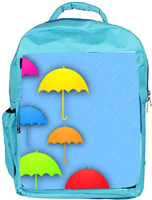 

Snoogg Eco Friendly Canvas Abstract Rainy Season Background With Colorful Umbrella And Raindrops Backpack Rucksack School Travel Unisex Casual Canvas Bag Bookbag Satchel 5 L Backpack(Blue)