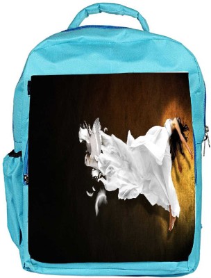 

Snoogg Eco Friendly Canvas Feather Dress Designer Backpack Rucksack School Travel Unisex Casual Canvas Bag Bookbag Satchel 5 L Backpack(Blue)