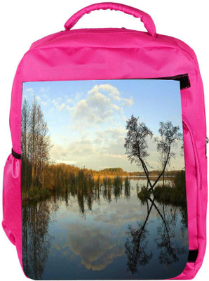 

Snoogg Eco Friendly Canvas River And Clouds Designer Backpack Rucksack School Travel Unisex Casual Canvas Bag Bookbag Satchel 5 L Backpack(Pink)