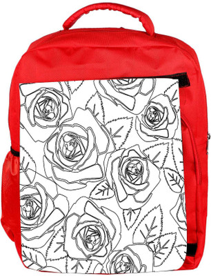

Snoogg Eco Friendly Canvas Black Roses White Pattern Designer Backpack Rucksack School Travel Unisex Casual Canvas Bag Bookbag Satchel 5 L Backpack(Red)