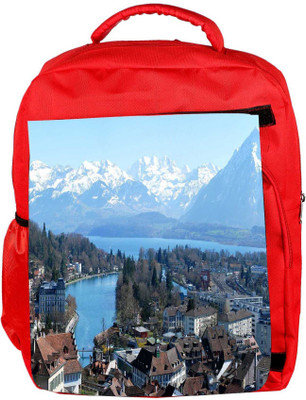 

Snoogg Eco Friendly Canvas White Mounatins Designer Backpack Rucksack School Travel Unisex Casual Canvas Bag Bookbag Satchel 5 L Backpack(Red)