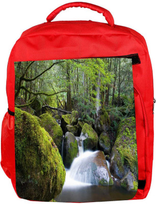 

Snoogg Eco Friendly Canvas Water Flowing Throiugh The Stones Designer Backpack Rucksack School Travel Unisex Casual Canvas Bag Bookbag Satchel 5 L Backpack(Red)