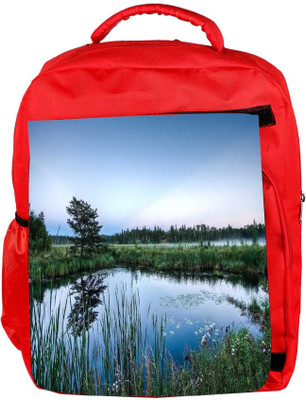 

Snoogg Eco Friendly Canvas Pond In Forest Designer Backpack Rucksack School Travel Unisex Casual Canvas Bag Bookbag Satchel 5 L Backpack(Red)