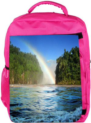 

Snoogg Eco Friendly Canvas Nature View Rainbow Designer Backpack Rucksack School Travel Unisex Casual Canvas Bag Bookbag Satchel 5 L Backpack(Pink)