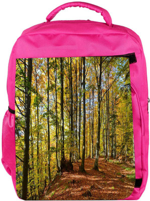 

Snoogg Eco Friendly Canvas Orange Leaves Designer Backpack Rucksack School Travel Unisex Casual Canvas Bag Bookbag Satchel 5 L Backpack(Pink)