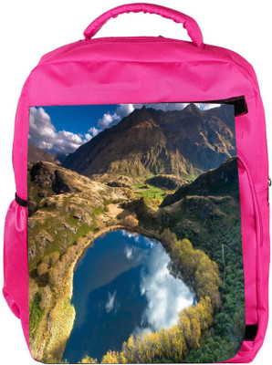 

Snoogg Eco Friendly Canvas Heart Lake Designer Backpack Rucksack School Travel Unisex Casual Canvas Bag Bookbag Satchel 5 L Backpack(Pink)