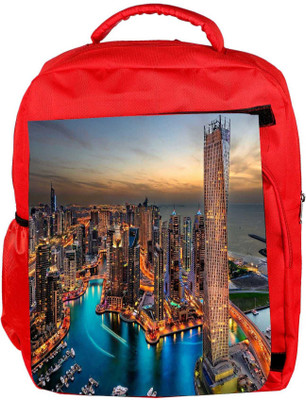 

Snoogg Eco Friendly Canvas Amazing Building Designer Backpack Rucksack School Travel Unisex Casual Canvas Bag Bookbag Satchel 5 L Backpack(Red)