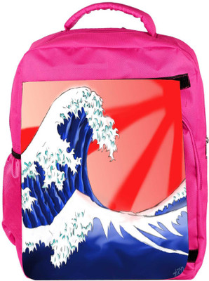 

Snoogg Eco Friendly Canvas Sea Waves Designer Backpack Rucksack School Travel Unisex Casual Canvas Bag Bookbag Satchel 5 L Backpack(Pink)