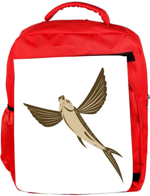 

Snoogg Eco Friendly Canvas Flying Fish Retro Style Backpack Rucksack School Travel Unisex Casual Canvas Bag Bookbag Satchel 5 L Backpack(Red)