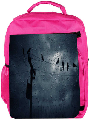 

Snoogg Eco Friendly Canvas Crows In The Rain Designer Backpack Rucksack School Travel Unisex Casual Canvas Bag Bookbag Satchel 5 L Backpack(Pink)
