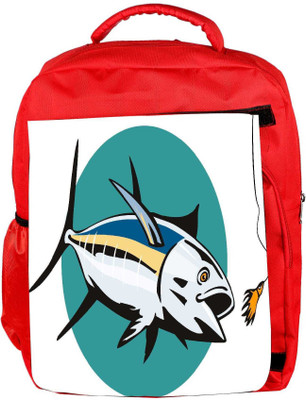 

Snoogg Eco Friendly Canvas Albacore Tuna Fish Retro Backpack Rucksack School Travel Unisex Casual Canvas Bag Bookbag Satchel 5 L Backpack(Red)