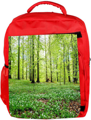 

Snoogg Eco Friendly Canvas Small White Flowers Designer Backpack Rucksack School Travel Unisex Casual Canvas Bag Bookbag Satchel 5 L Backpack(Red)