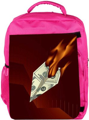 

Snoogg Eco Friendly Canvas Burning Dollar Vector Concept Backpack Rucksack School Travel Unisex Casual Canvas Bag Bookbag Satchel 5 L Backpack(Pink)