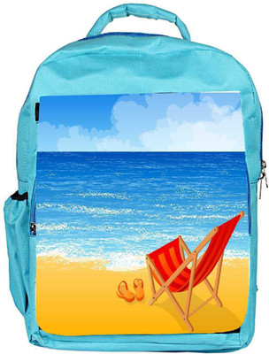 

Snoogg Eco Friendly Canvas Tropical Beach Vector Background Backpack Rucksack School Travel Unisex Casual Canvas Bag Bookbag Satchel 5 L Backpack(Blue)