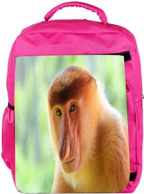 

Snoogg Eco Friendly Canvas Big Nose Monkey Designer Backpack Rucksack School Travel Unisex Casual Canvas Bag Bookbag Satchel 5 L Backpack(Pink)