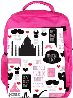 

Snoogg Eco Friendly Canvas India Icons Illustration 2870 Backpack Rucksack School Travel Unisex Casual Canvas Bag Bookbag Satchel 5 L Backpack(Pink)