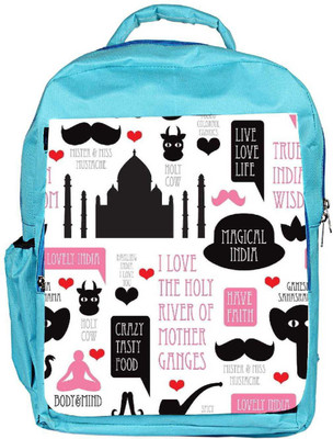 

Snoogg Eco Friendly Canvas India Icons Illustration 2870 Backpack Rucksack School Travel Unisex Casual Canvas Bag Bookbag Satchel 5 L Backpack(Blue)