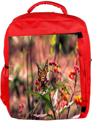 

Snoogg Eco Friendly Canvas Butterfly Sitting In Red Flower Designer Backpack Rucksack School Travel Unisex Casual Canvas Bag Bookbag Satchel 5 L Backpack(Red)