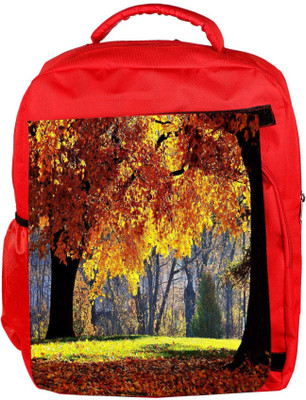 

Snoogg Eco Friendly Canvas Brown Leaves In Trees Designer Backpack Rucksack School Travel Unisex Casual Canvas Bag Bookbag Satchel 5 L Backpack(Red)