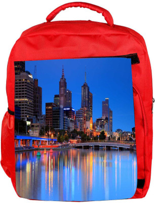 

Snoogg Eco Friendly Canvas Colorful City At Night Designer Backpack Rucksack School Travel Unisex Casual Canvas Bag Bookbag Satchel 5 L Backpack(Red)