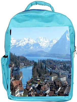 

Snoogg Eco Friendly Canvas White Mounatins Designer Backpack Rucksack School Travel Unisex Casual Canvas Bag Bookbag Satchel 5 L Backpack(Blue)