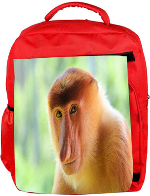 

Snoogg Eco Friendly Canvas Big Nose Monkey Designer Backpack Rucksack School Travel Unisex Casual Canvas Bag Bookbag Satchel 5 L Backpack(Red)