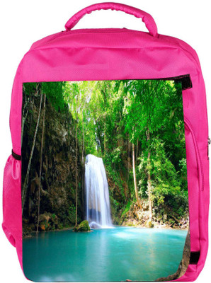 

Snoogg Eco Friendly Canvas Green Waterfall Designer Backpack Rucksack School Travel Unisex Casual Canvas Bag Bookbag Satchel 5 L Backpack(Pink)