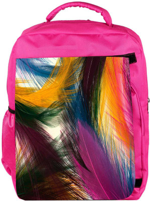 

Snoogg Eco Friendly Canvas Plumas Coloridas Designer Backpack Rucksack School Travel Unisex Casual Canvas Bag Bookbag Satchel 5 L Backpack(Pink)