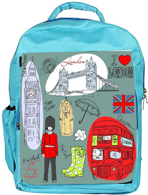 

Snoogg Eco Friendly Canvas London Doodles Backpack Rucksack School Travel Unisex Casual Canvas Bag Bookbag Satchel 5 L Backpack(Blue)