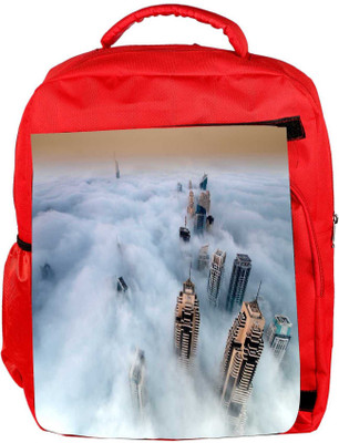 

Snoogg Eco Friendly Canvas Clouds And Building Designer Backpack Rucksack School Travel Unisex Casual Canvas Bag Bookbag Satchel 5 L Backpack(Red)